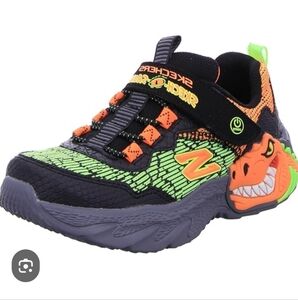Skechers Kids' Black and Green Light-Up Shoes Size 3